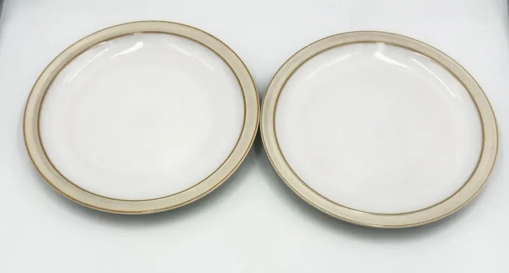 Denby Stoneware Linen Medium Salad Plates 2pc Set Made in England